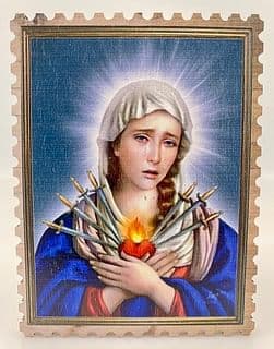 Magnetka: Panna Mária Sedembolestná - drevená