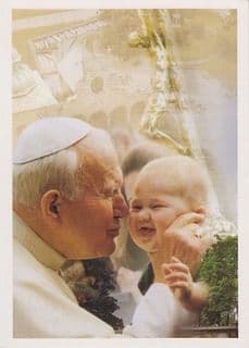 Pohľadnica: Sv. Otec Ján Pavol II. s dieťaťom