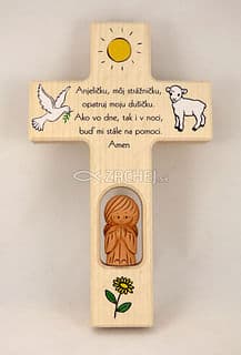 Kríž: drevený s hlineným anjelikom  (N414/SK)