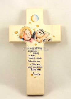 Kríž: drevený, detský s modlitbou