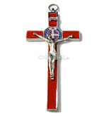 Kríž: kovový, Benediktínsky - červený