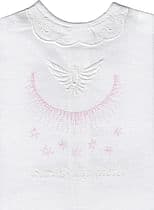 Krstová košieľka: biela holubica, ružové hviezdičky