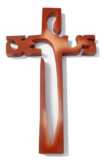 Kríž: drevený JESUS - červ. melír (221)