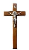 Kríž: drevený s Benediktínskou medailou - hnedý, 32 cm