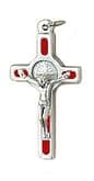 Prívesok: benediktínsky krížik, kovový - červený