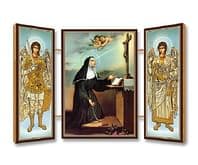 Triptych: Svätá Rita, drevený