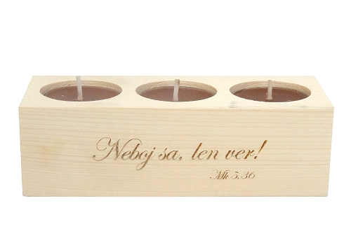 Svietnik drev. (139) Neboj sa, len ver! | 8,63 € - obrázok Svietnik drev. (139) Neboj sa, len ver!
