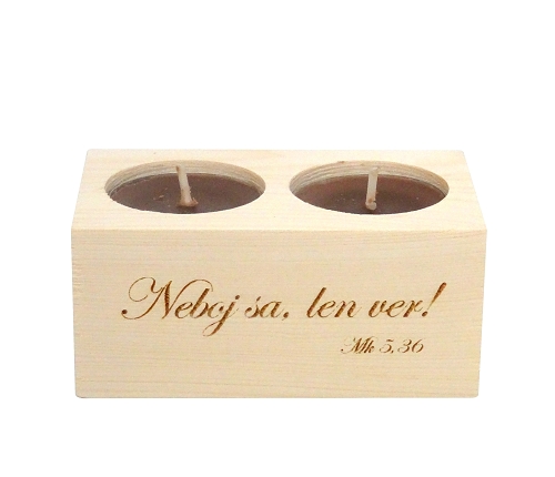 Svietnik drev. (138) Neboj sa, len ver! | 7,28 € - obrázok Svietnik drev. (138) Neboj sa, len ver!