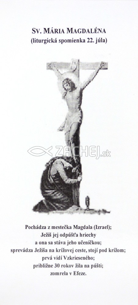 Záložka + litánie: Sv. Mária Magdaléne | 0,10 € - obrázok Záložka + litánie: Sv. Mária Magdaléne