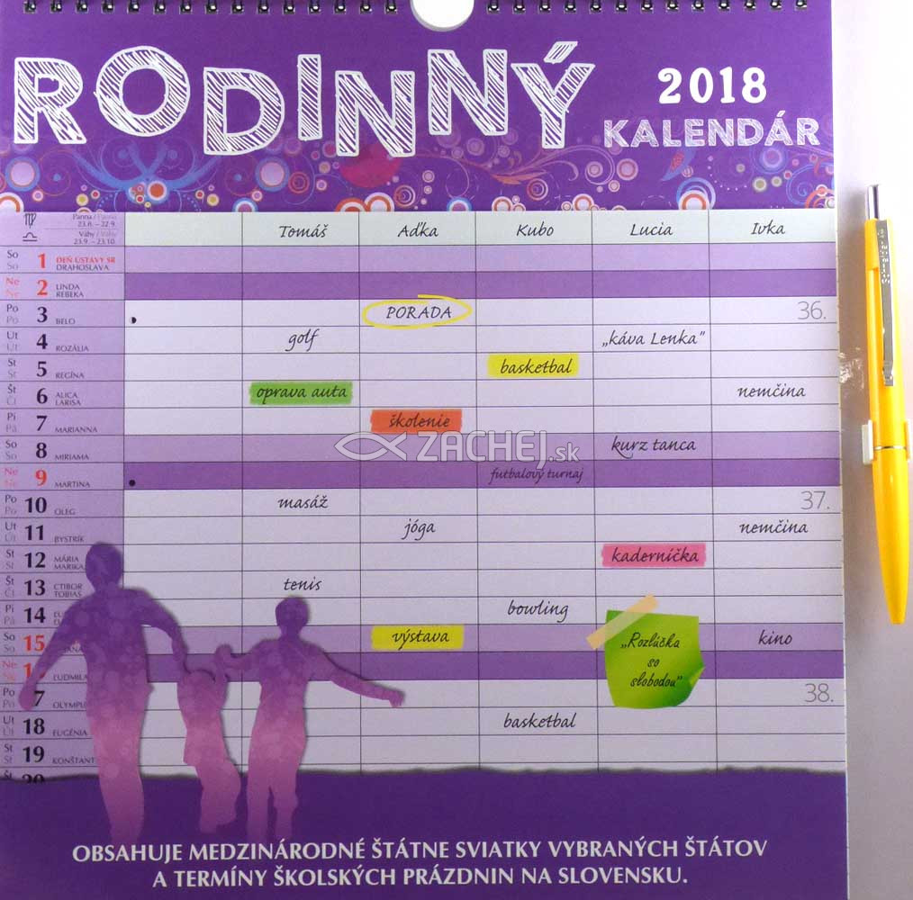 Rodinný kalendár 2018 (nástenný) | 6,40 € - obrázok Rodinný kalendár 2018 (nástenný)