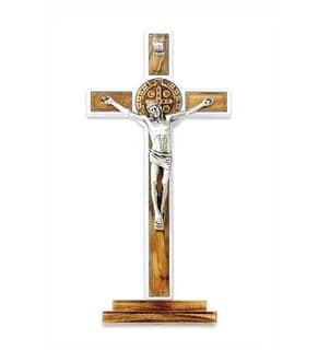 Kríž: benediktínsky, na postavenie, olivové drevo - bledý