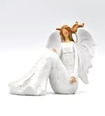 Anjel: sediaci - biely, 13 cm