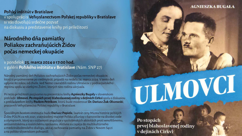 V Poľskom inštitúte sa uskutoční diskusia a predstavenie knihy Ulmovci