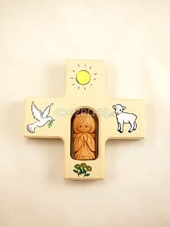 Kríž: s hlineným anjelikom, drevený (12x12)