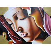 Obraz na dreve: Panna Mária Sedembolestná - tvár s krížom (40x30)