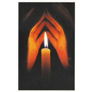 Pohľadnica: vianočná - ruky + sviečka (SF)