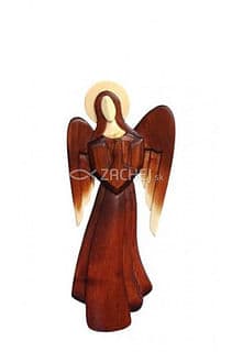 Drevorezba: Anjel s krídlami nadol - 31 cm
