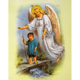 Obraz na dreve: Anjel strážny s chlapcom