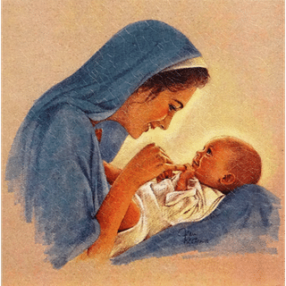 Obraz na dreve: Panna Mária - matka (15x15)