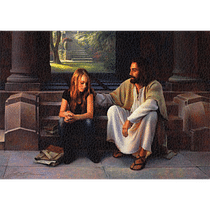 Obraz na dreve: Pán Ježiš a tínedžerka (20x30)