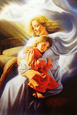 Obraz na dreve: Anjel s dieťaťom (30x20)