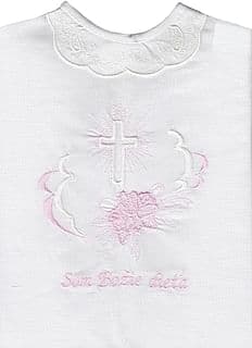 Krstová košieľka: biely kríž, ružový kvet