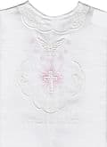 Krstová košieľka: biela holubica a krížik, ružové hviezdičky