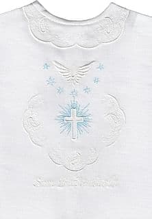 Krstová košieľka: biela holubica a krížik, modré hviezdičky