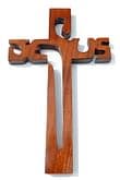 Kríž: JESUS, drevený - mahagón