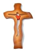Kríž: drevený, so srdiečkom - melír, 28 cm