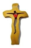 Kríž: drevený, so srdiečkom - dub, 21 cm