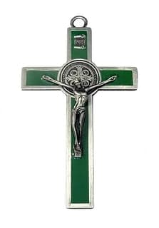 Kríž: kovový, Benediktínsky - zelený (K2063S)