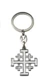 Kľúčenka: Jeruzalemský kríž - biela, kovová
