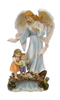 Socha: Anjel strážny s deťmi - modrá