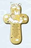 Kríž: s modlitbou, drevený - žltý spiaci anjelik