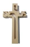 Kríž: drevený JESUS - prírodný, 20 cm