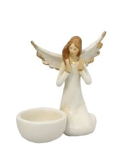 Anjel porcelánový, svietnik - 11 cm (X1102)