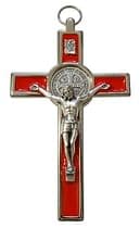 Kríž: benediktínsky, kovový - červený, 19 cm
