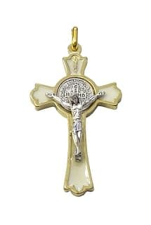 Prívesok: Benediktínsky krížik - biely (K0235zl.)