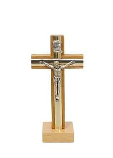 Kríž: drevený s lištou, na postavenie - prírodný, 10 cm