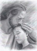 Obraz na dreve: Pán Ježiš a dievča (28x21)