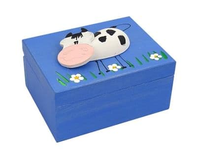 Krabička: drevená so zvieratkom - tmavomodrá (K)
