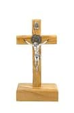 Kríž: s benediktínskou medailou, na postavenie, drevený - bledý, 14 cm