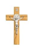 Kríž: drevený s Benediktínskou medailou - bledý, 18 cm