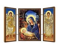 Triptych: Madona s dieťaťom, drevený - vianočný