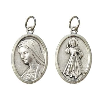 Medailón: Panna Mária Medžugorská + Božie milosrdenstvo, obojstranný