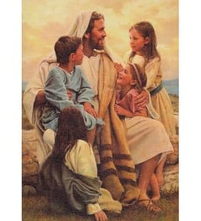 Obraz na dreve: Pán Ježiš s deťmi (30x20)