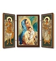Triptych: Madona s dieťaťom, drevený
