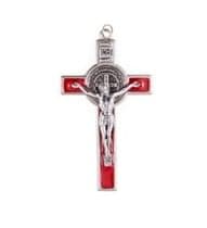 Krížik: benediktínsky, kovový - červený