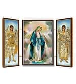 Triptych: Panna Mária Zázračná Medaila, drevený